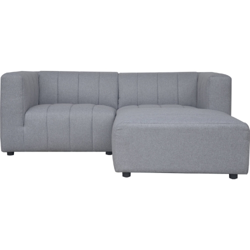 Lyric 2 Piece Modular Sectional Sofa in Channel Tufted Grey Fabric