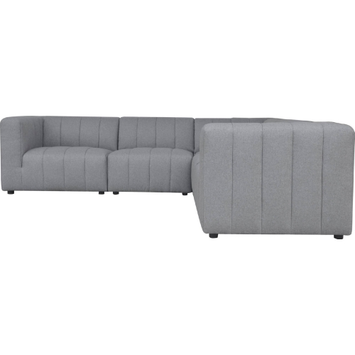 Lyric 5 Piece Modular Sectional Sofa in Channel Tufted Grey Fabric