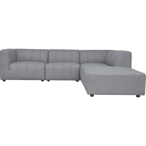 Lyric 5 Piece Modular Sectional Sofa w/ Right Chaise in Channel Tufted Grey