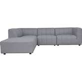 Lyric 5 Piece Modular Sectional Sofa w/ Left Chaise in Channel Tufted Grey