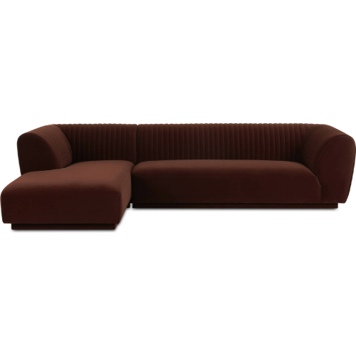 Zandro Sectional Sofa w/ Left Arm Facing Chaise in Channel Tufted Brown Fabric