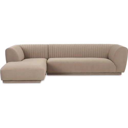 Zandro Sectional Sofa w/ Left Arm Facing Chaise in Channel Tufted Beige