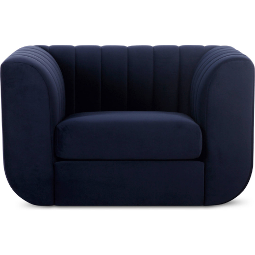 Rosy Accent Lounge Chair in Channel Tufted Deep Blue Fabric