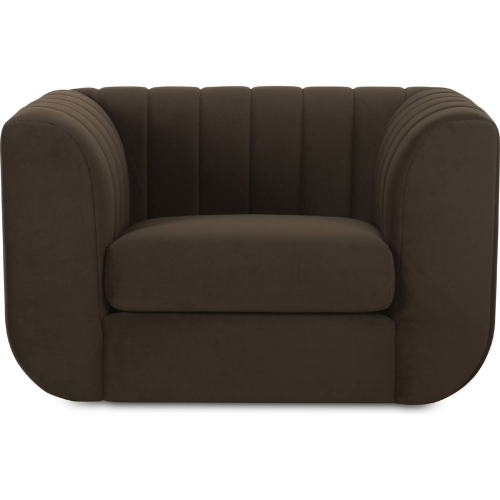 Rosy Accent Lounge Chair in Channel Tufted in Dark Brown Fabric