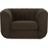 Rosy Accent Lounge Chair in Channel Tufted in Dark Brown Fabric