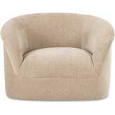 Thora Accent Lounge Chair in Beige Textured Velvet Fabric