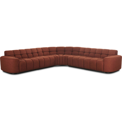 Roman L Shaped Sectional Sofa in Tufted Rust Orange Fabric