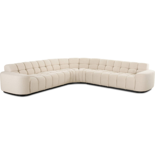 Roman L Shaped Sectional Sofa in Tufted Oat Beige Fabric