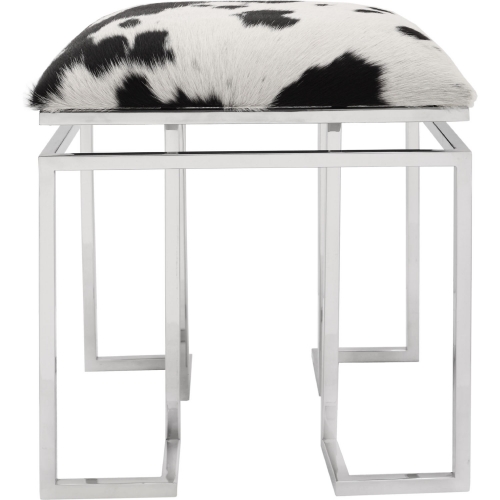 Appa Square Stool Ottoman in Cowhide & Stainless