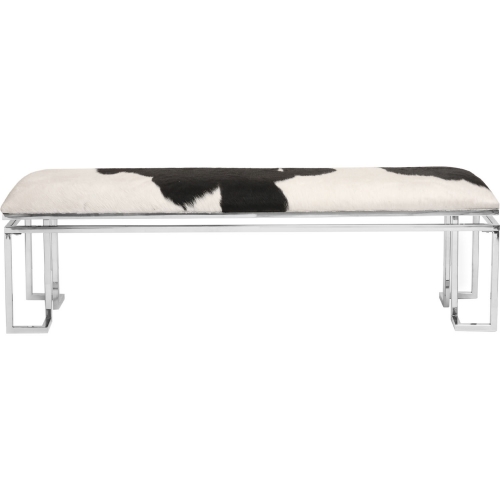 Appa Bench in Cowhide on Stainless Steel