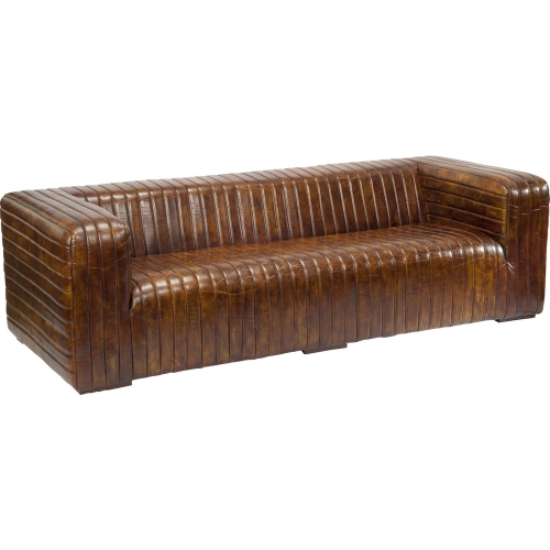 Castle Sofa in Brown Top Grain Leather on Solid Wood Frame