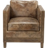 Darlington Club Chair in Distressed Light Brown Top Grain Leather