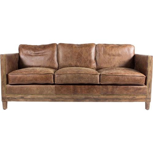 Darlinton Sofa in Light Brown Distressed Top Grain Leather