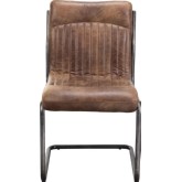 Ansel Dining Chair in Light Brown Distressed Leather on Iron (Set of 2)