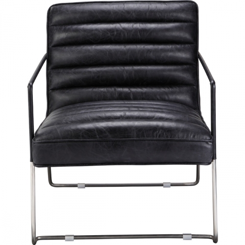 Desmond Club Chair in Black Top Grain Leather on Stainless Frame