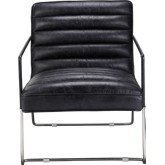 Desmond Club Chair in Black Top Grain Leather on Stainless Frame