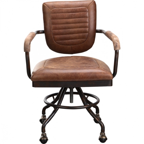 Foster Desk Chair in Soft Brown Top Grain Leather