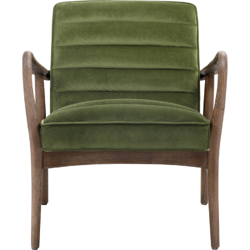 Anderson Arm Chair in Channel Tufted Dark Ivy Green Velvet