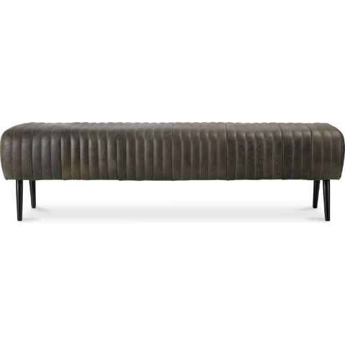 Endora Bench in Channel Tufted Olive Green Top Grain Leather