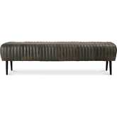 Endora Bench in Channel Tufted Olive Green Top Grain Leather