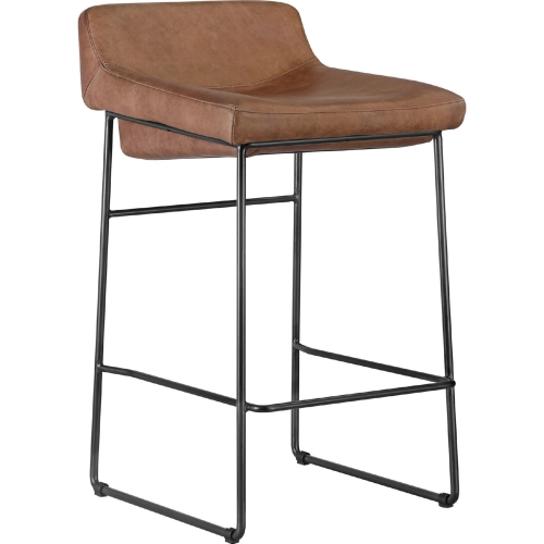 Starlet Counter Stool in Cappuccino Top Grain Leather (Set of 2)