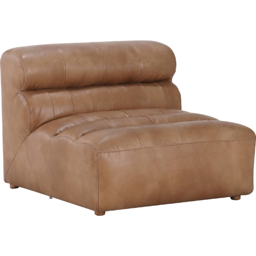 Ramsay Armless Chair in Channel Tufted Tan Top Grain Leather