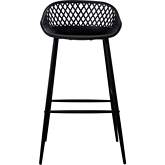 Piazza Outdoor Bar Stool in Black Poly & Metal (Set of 2)