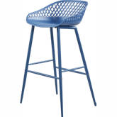 Piazza Outdoor Bar Stool in Blue Poly (Set of 2)