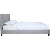 Eliza King Bed in Solid Pine & Light Grey Fabric