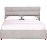 Takio Queen Bed in Channel Tufted Light Grey Fabric