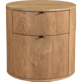 Theo Two Drawer Round Nightstand in Semi Gloss Oak Wood