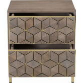 Corolla Nightstand in Grey Wash Wood & Brass