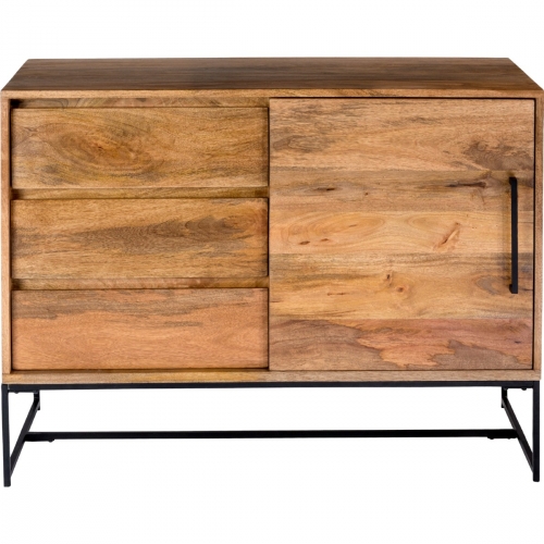 Colvin Sideboard Buffet in Solid Mango Wood on Iron Base