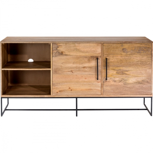 Colvin 60" TV Stand Entertainment Unit in Solid Mango Wood on Iron Base