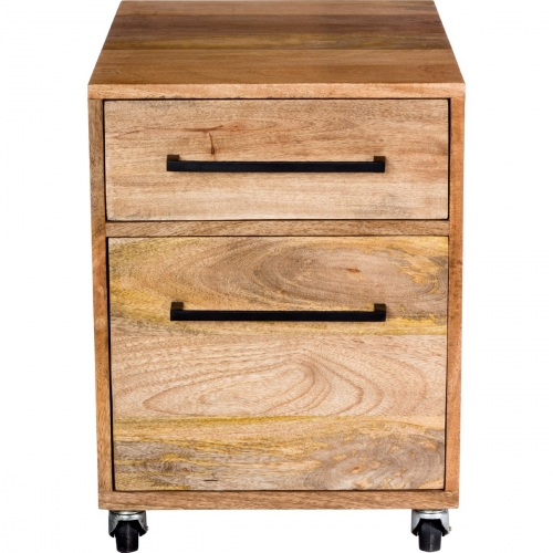 Colvin Mobile File Cabinet in Solid Mango Wood on Iron Base