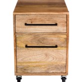 Colvin Mobile File Cabinet in Solid Mango Wood on Iron Base