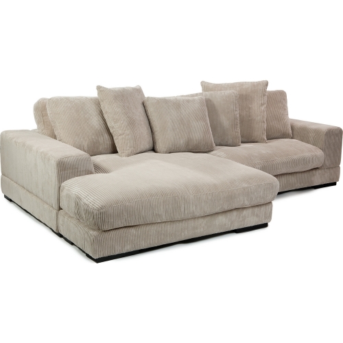 Plunge Sectional Sofa w/ Reversible Chaise in Cappuccino Corduroy Fabric