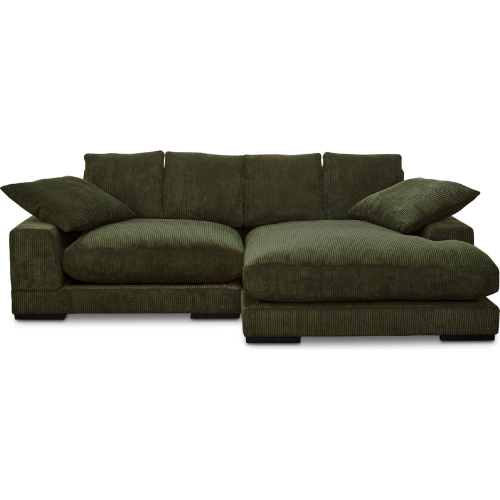 Plunge Sectional Sofa w/ Reversible Chaise in Dark Green Fabric