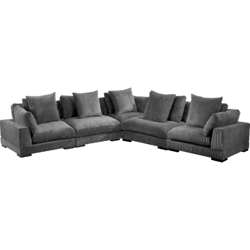 Tumble Classic Sectional Sofa in Charcoal Grey Corduroy Fabric