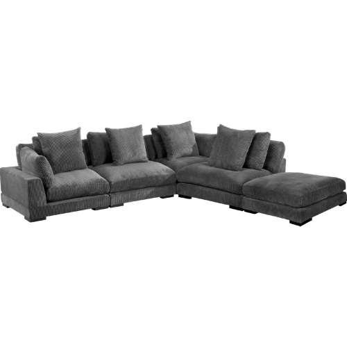 Tumble Dream Sectional Sofa in Charcoal Grey Corduroy Fabric