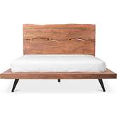 Madagascar Queen Platform Bed in in Organic Edge Acacia Wood & Steel