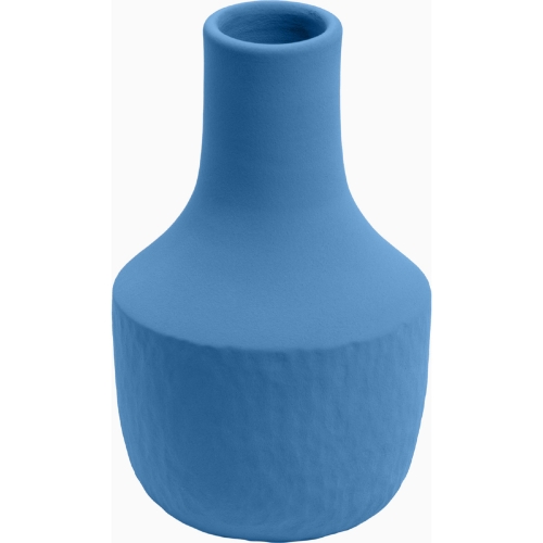 Fire Decorative Vessel Vase in Blue Terracotta