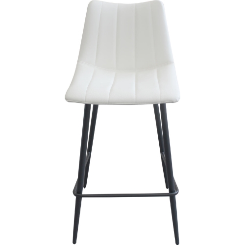 Alibi Counter Stool in Ivory Leatherette & Metal (Set of 2)