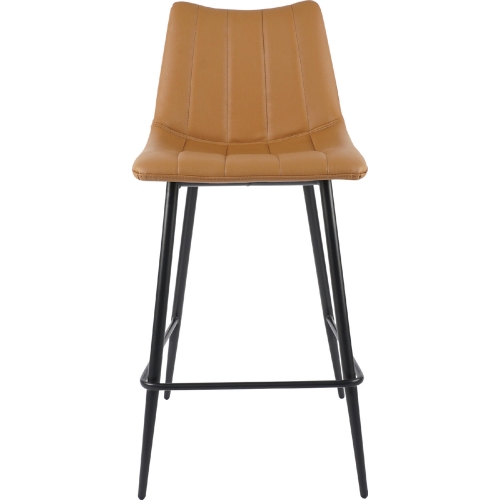 Alibi Counter Stool in Tan Leatherette & Black Metal (Set of 2)