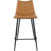 Alibi Counter Stool in Tan Leatherette & Black Metal (Set of 2)