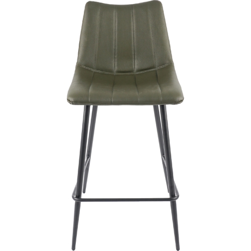 Alibi Counter Stool in Dark Green Leatherette & Black Metal (Set of 2)