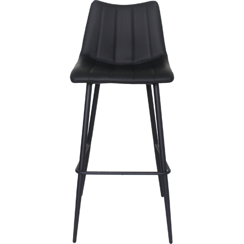 Alibi Bar Stool in Black Leatherette on Black Metal (Set of 2)