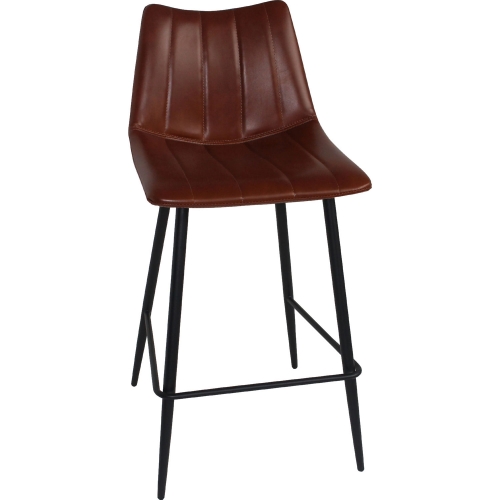 Alibi Bar Stool in Brown Leatherette on Metal Legs (Set of 2)