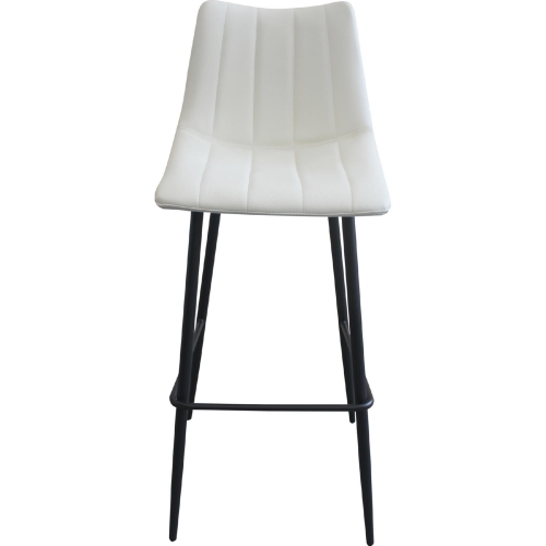 Alibi Bar Stool in Ivory Leatherette & Metal (Set of 2)