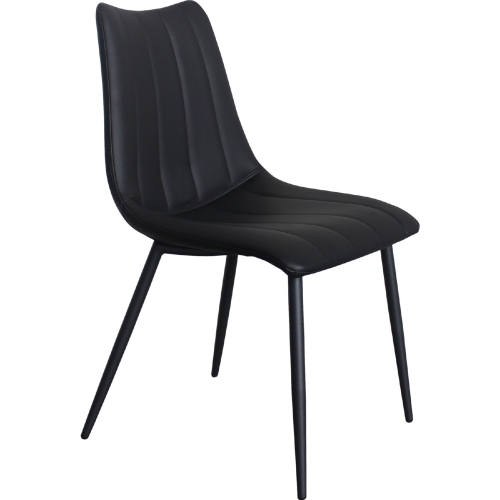 Alibi Dining Chair in Black Leatherette & Metal (Set of 2)